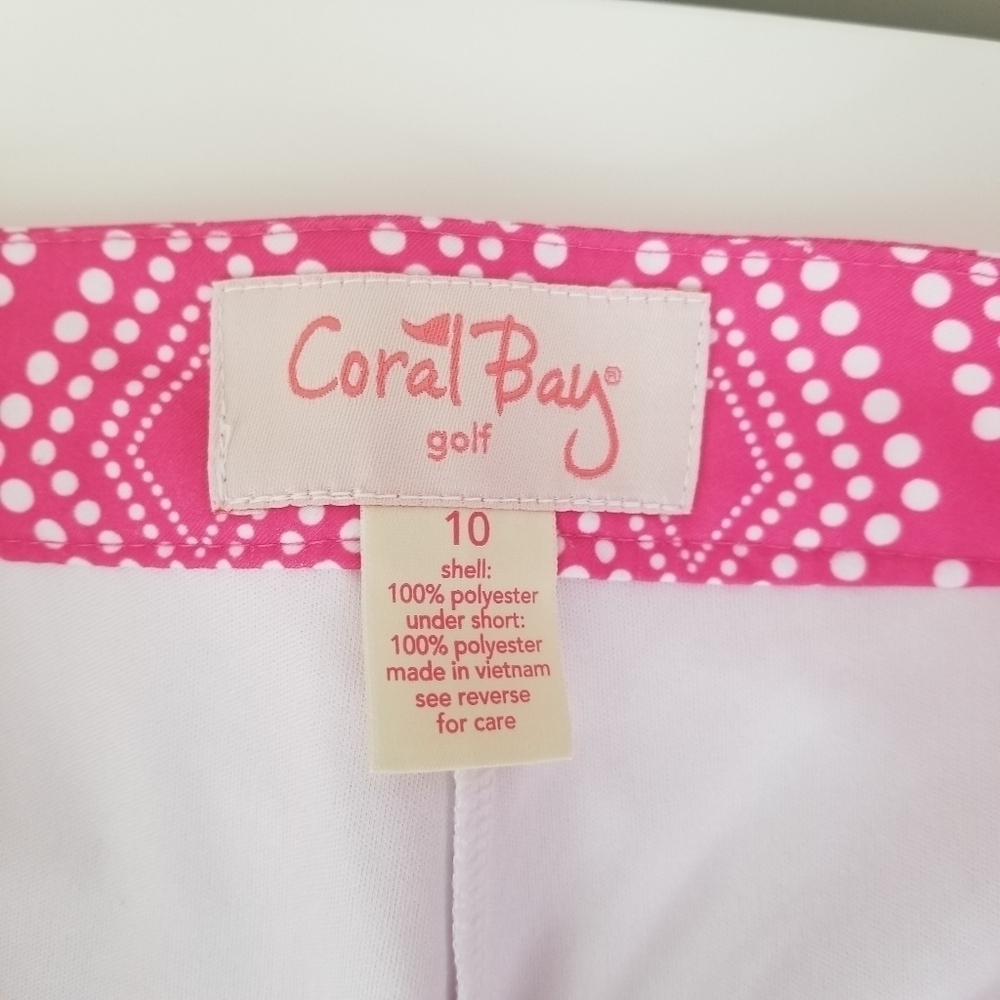 Coral Bay Golf Skort Pink/White Geometric Print Size 10 Stretch - Picture 3 of 13